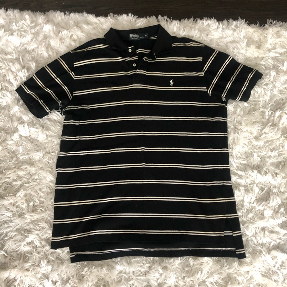 Men’s black and ivory collared button down